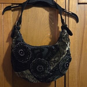 Chic Black Velvet Women's Hobo Bag Sequined